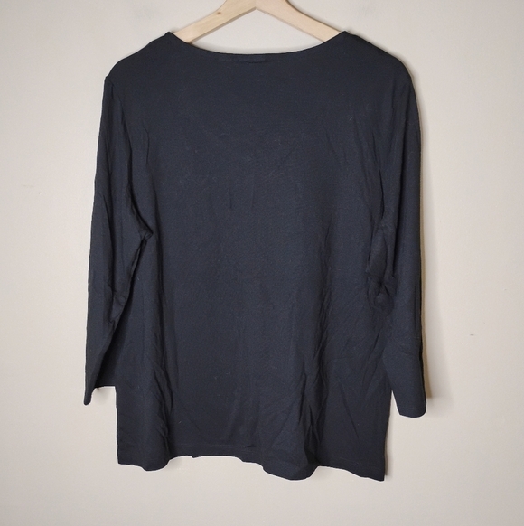 Chico’s Zenergy Erica Top L Black Sparkle 3/4 Sleeve Modal NEW - Picture 5 of 10